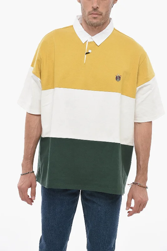 Men’s short-sleeve harp tees-J.Press Color Block Cotton 2-Buttons Polo Shirt