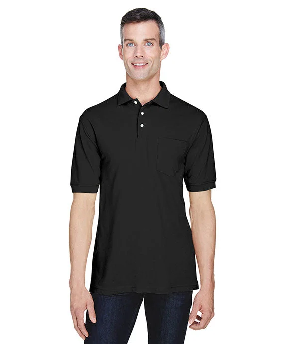 Men’s short-sleeve fawn shirts-M265P - Harriton Mens 5.6 oz. Easy Blend™ Polo with Pocket