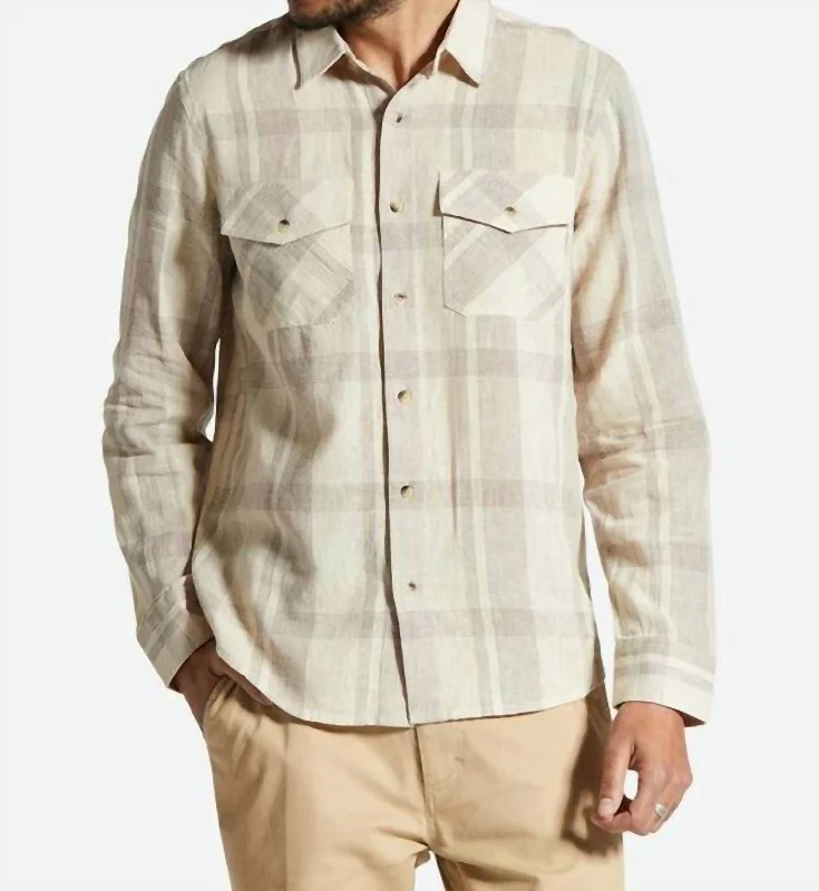 Men's casual bloom-weave shirts-Memphis Linen Blend Shirt In Whitecap/cindergrey