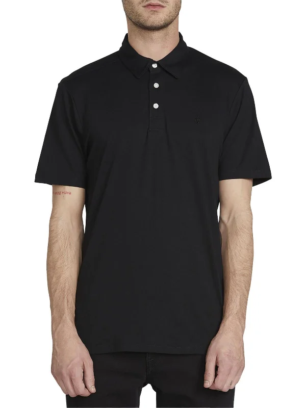 Men’s short-sleeve bunt tees-Mens Button Front Logo Polo