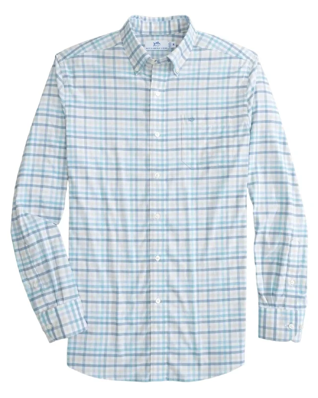 Men's subtle micro-fusion shirts-Men's Coastal Passage Sportshirt In Marine Blue