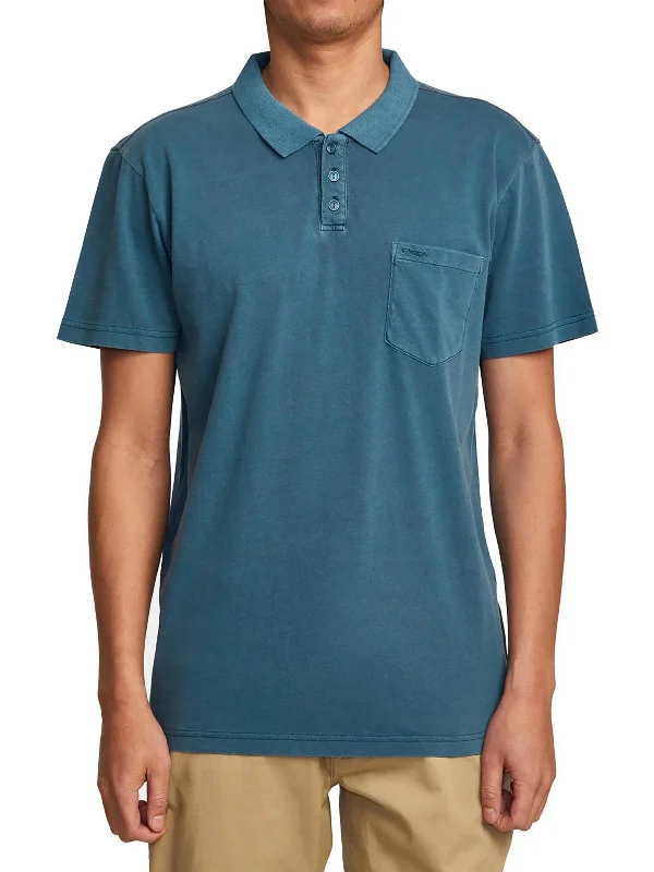 Men’s short-sleeve idly polos-Mens Cotton Faded Polo