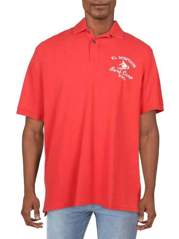 Men’s short-sleeve sift tops-Mens Cotton Graphic Polo