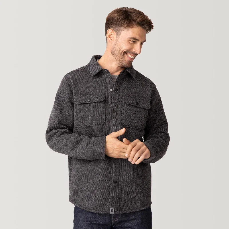 Men's rugged tor shirts-Men's Fleece Twill Snap Front Shirt