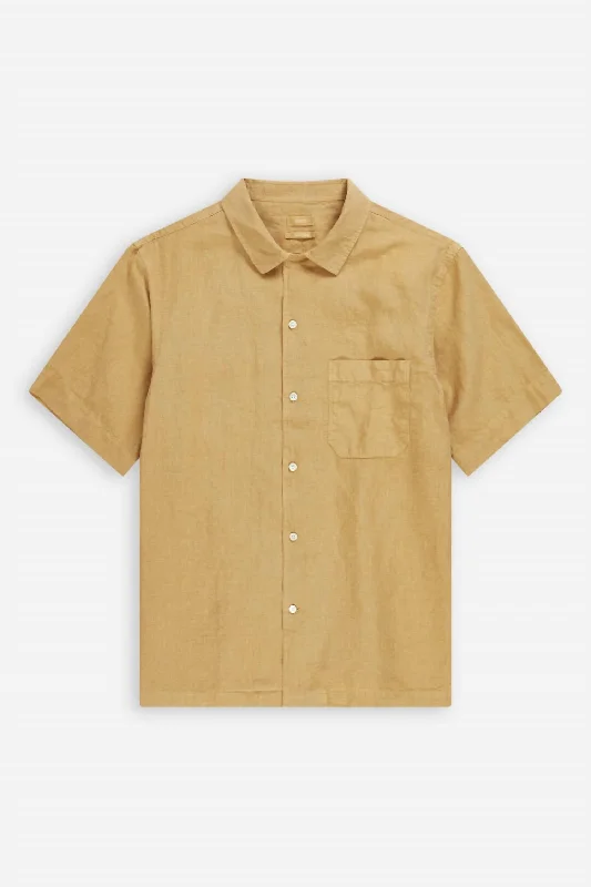 Men's rugged knoll shirts-Men's Linen Shirt In Honey Mustard