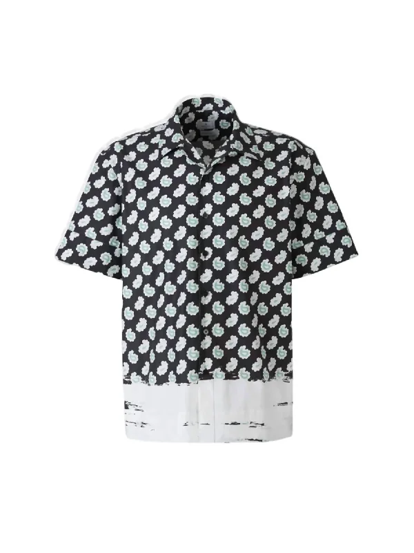 Men's rugged vale shirts-Men's Placed Paisley Print Short Sleeve Shirt In Black-Green-White