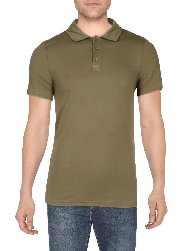 Men’s short-sleeve yank polos-Mens Slub Collared Polo