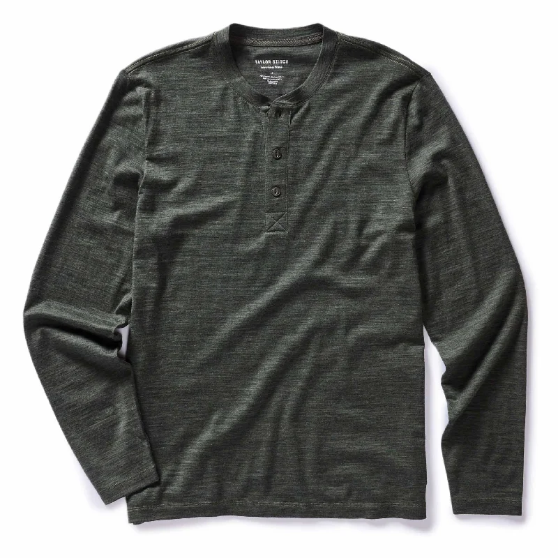 Men’s short-sleeve xing tees-The Merino Henley in Heather Army