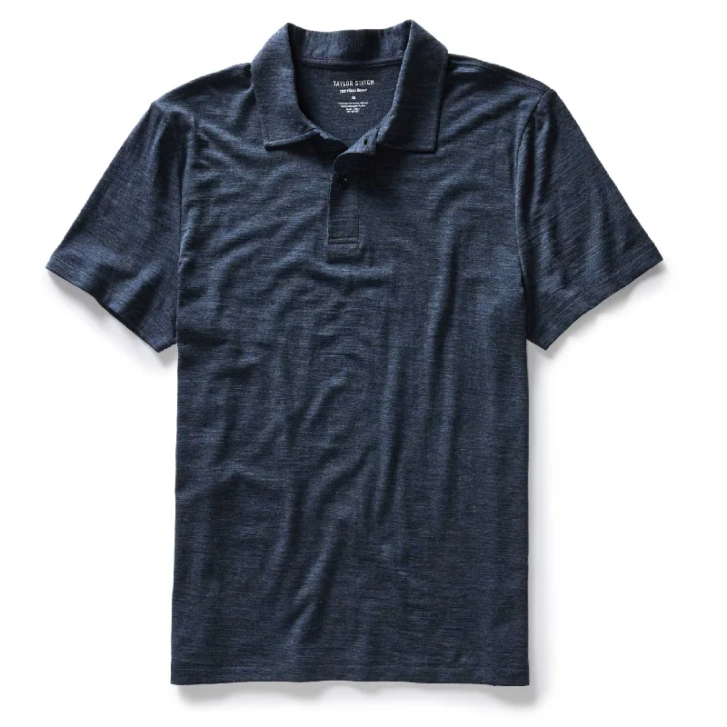 Men’s short-sleeve bunt tees-The Merino Polo in Heather Navy