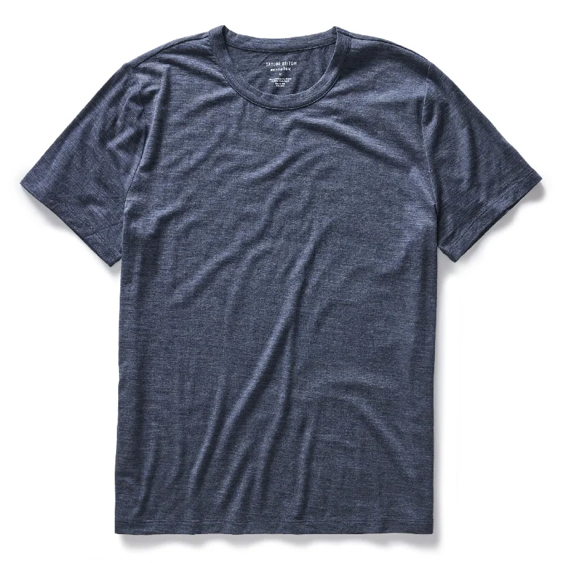 Men’s short-sleeve etch polos-The Merino Tee in Heather Navy