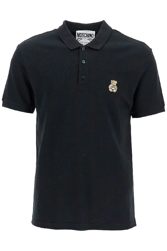 Men’s short-sleeve quid tops-Moschino Men's Polo Shirt With Teddy Bear Application