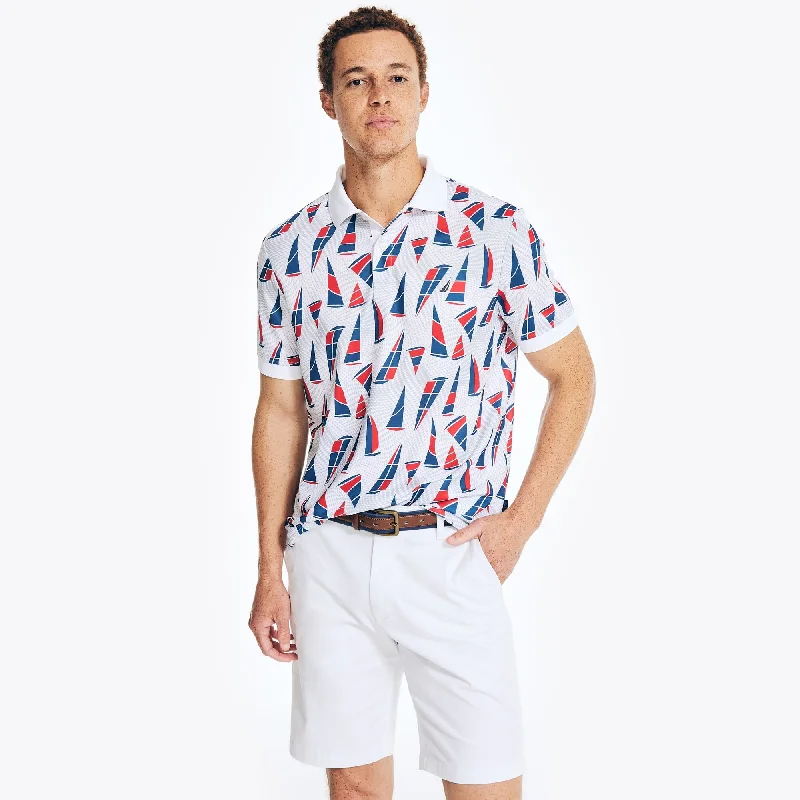 Men’s short-sleeve fawn shirts-Nautica Mens Navtech Classic Fit Printed Polo