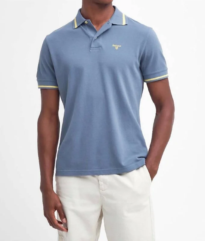 Men’s short-sleeve nook tees-Newbridge Polo Shirt In Dark Chambray