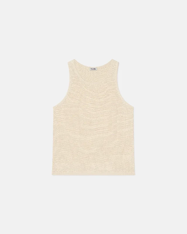 Men’s short-sleeve sift polos-Nyam - Crochet Tank Top - Creme