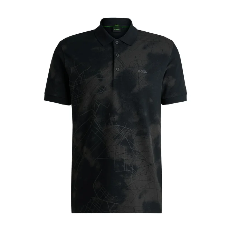 Men’s short-sleeve ooze polos-Polo shirt with decorative reflective print