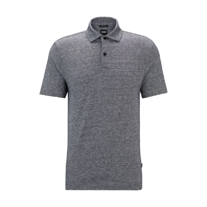 Men’s short-sleeve perk shirts-Regular-fit polo shirt in cotton and linen