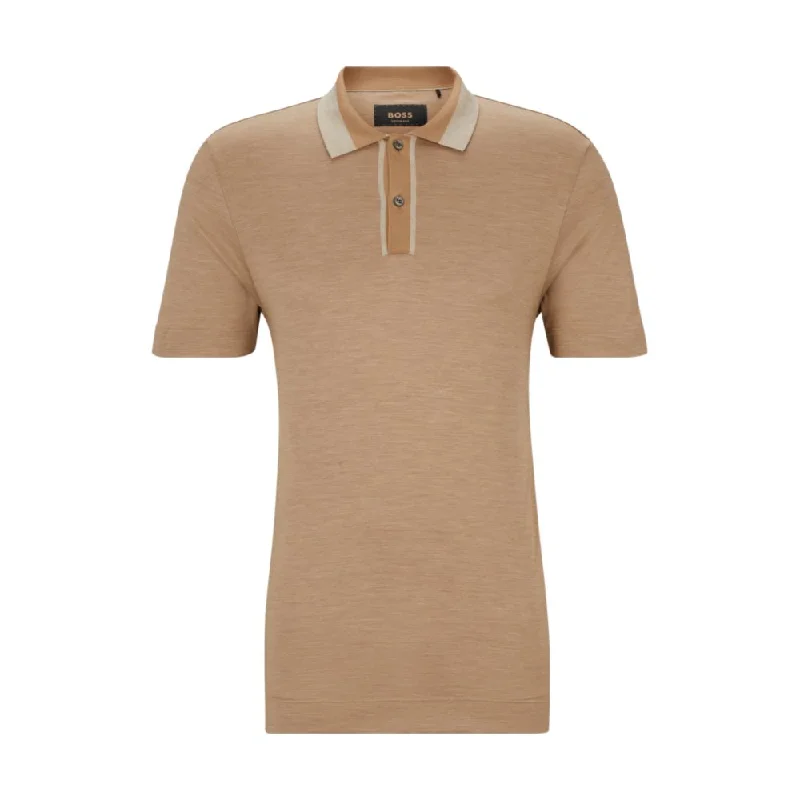 Men’s short-sleeve quid tops-Regular-fit polo shirt in cotton and silk