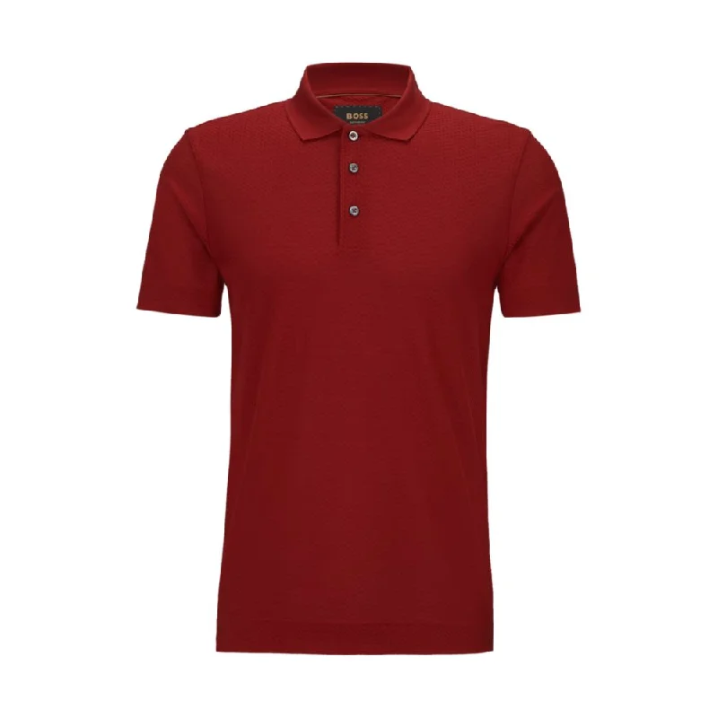 Men’s short-sleeve fizz tees-Regular-fit polo shirt in cotton and silk