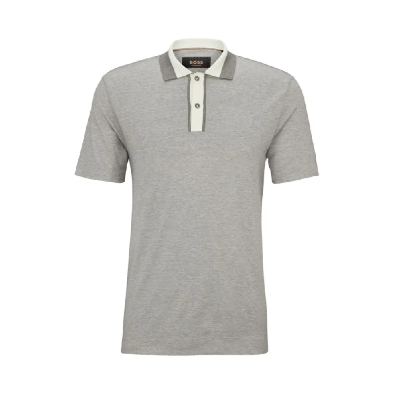 Men’s short-sleeve harp tees-Regular-fit polo shirt in cotton and silk