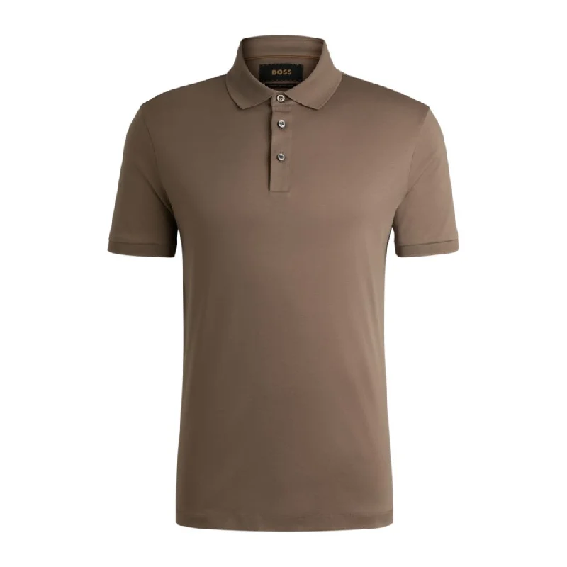 Men’s short-sleeve arch tops-Regular-fit polo shirt in mercerized Italian cotton