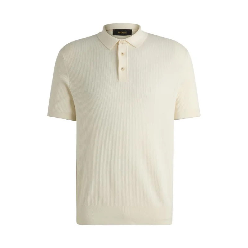 Men’s short-sleeve moot polos-Regular-fit polo sweater in silk and cotton