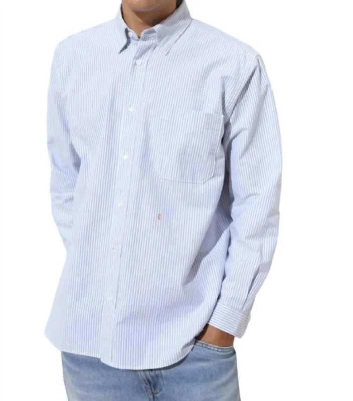 Men's relaxed worsted-knit shirts-Relaxed Oxford Shirt In Indigo Ash