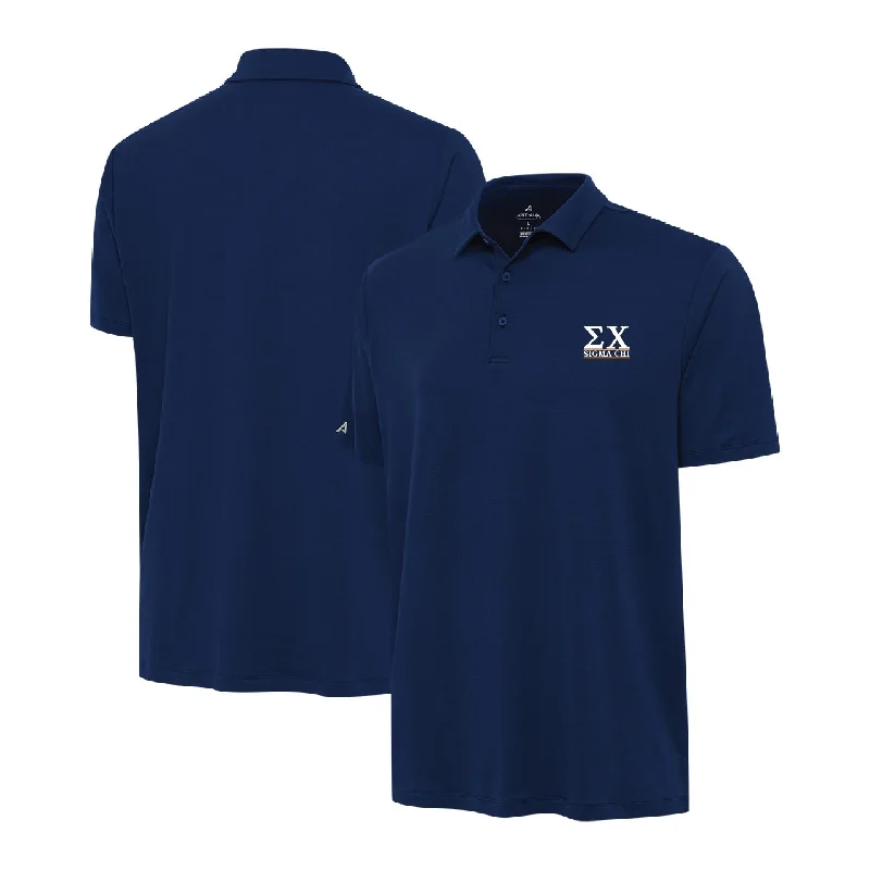 Men’s short-sleeve tope tees-Sigma Chi Reprocess Polo in Navy