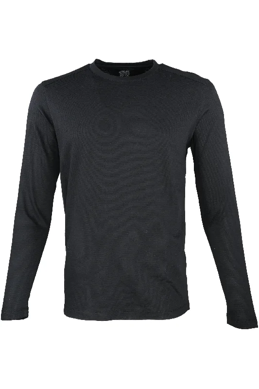 Men's elegant arc-front shirts-Raffi "The Kai" Crewneck Shirt Black