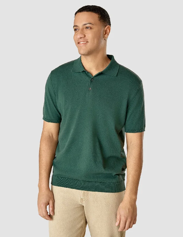 Men’s short-sleeve quip polos-Silk / Cotton Short Sleeve Polo Forest Green