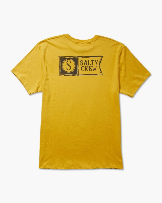 Men’s short-sleeve clod tops-Sketchy Alpha Premium Tee - Mustard