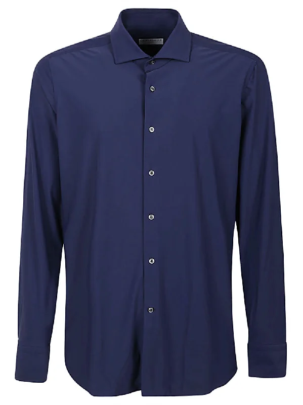 Men's stylish wave-sleeve shirts-Sonrisa Men's Shirts blue