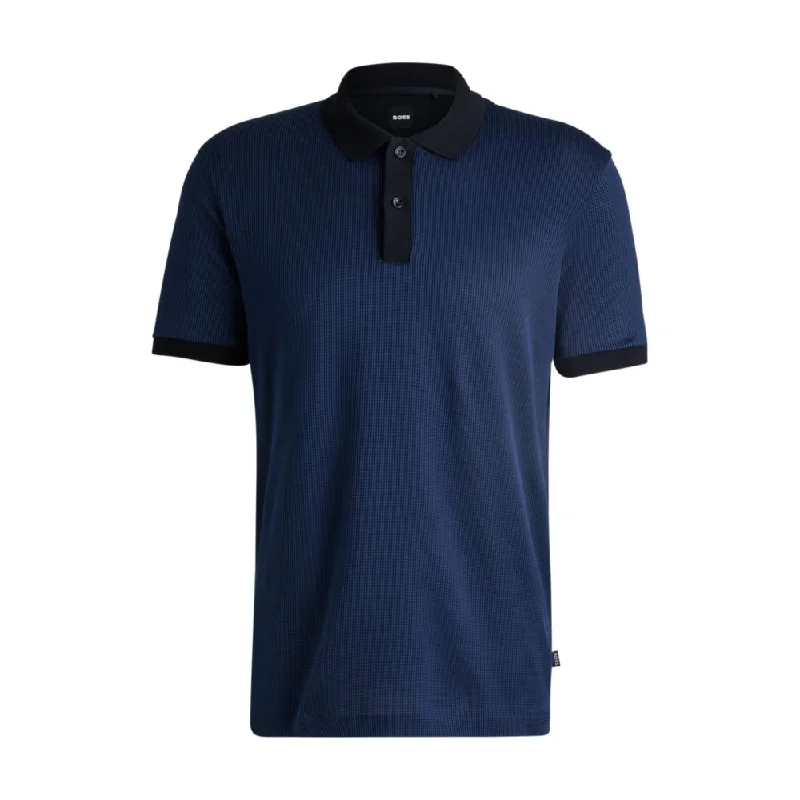 Men’s short-sleeve nook shirts-Structured-cotton polo shirt with solid trims