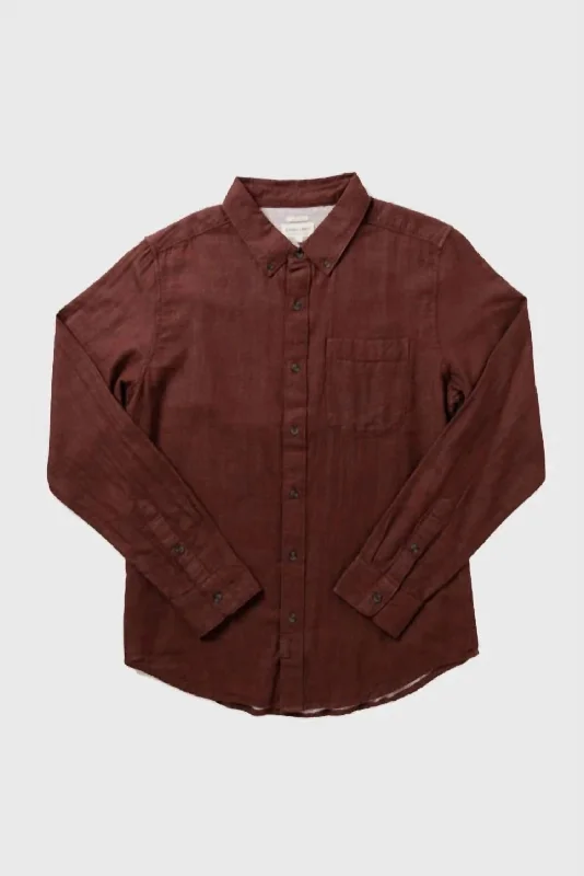 Men's classic stead shirts-Sutton Doublecloth Button Down Shirt In Burgundy