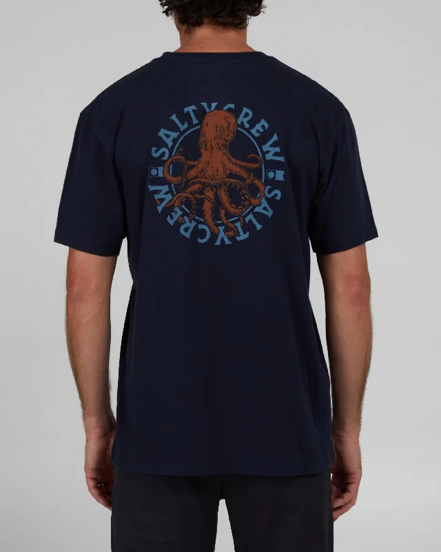 Men’s short-sleeve vent tees-Tentacles Premium Tee - Navy