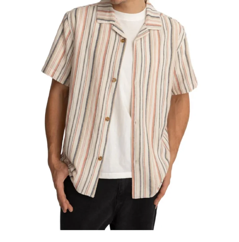 Men's stylish bridge-sleeve shirts-Vacation Stripe Shirt In Natural