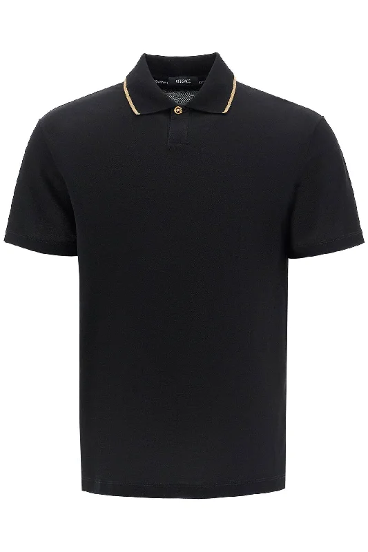 Men’s short-sleeve urn polos-Versace Men's Cotton Piquã Polo Shirt