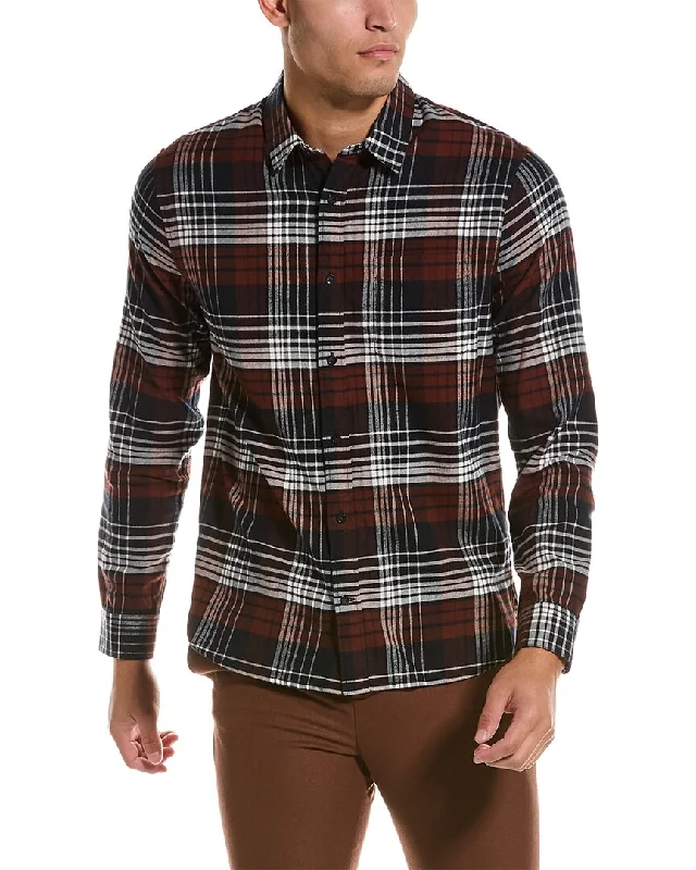 Men's formal micro-orbit shirts-Vince Cedarwood Plaid Shirt