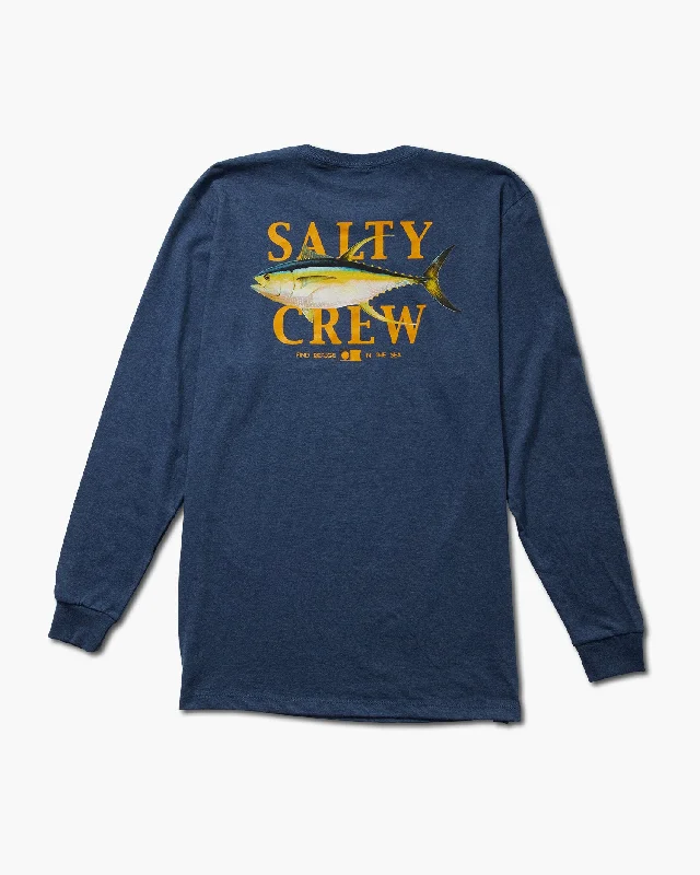 Men’s short-sleeve arch tops-Yellowfin L/S Tee - Navy Heather