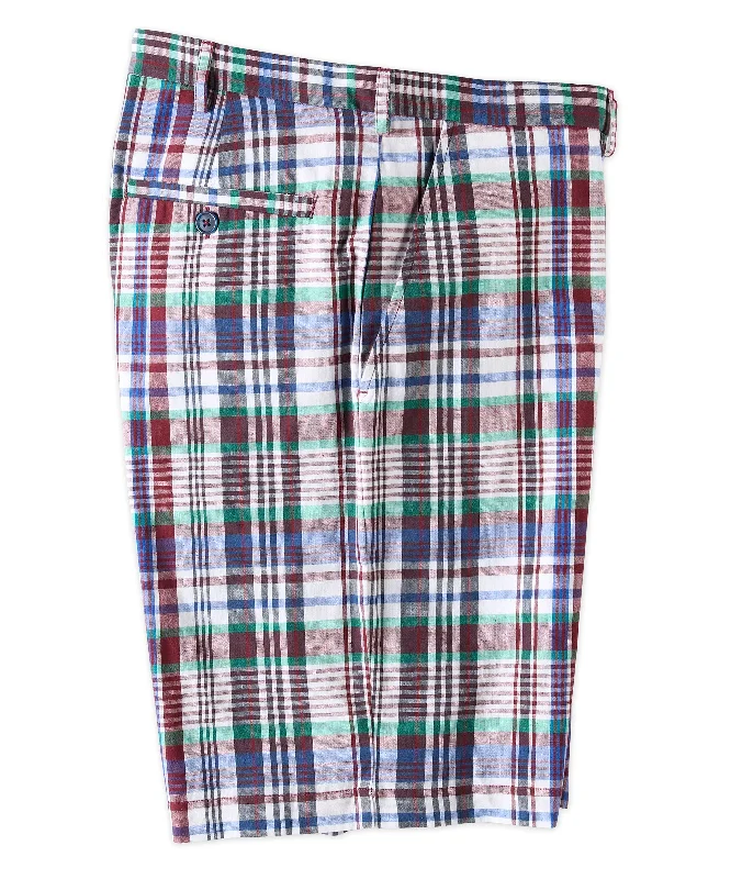 Men's stately formal pants-Madras Plaid Short