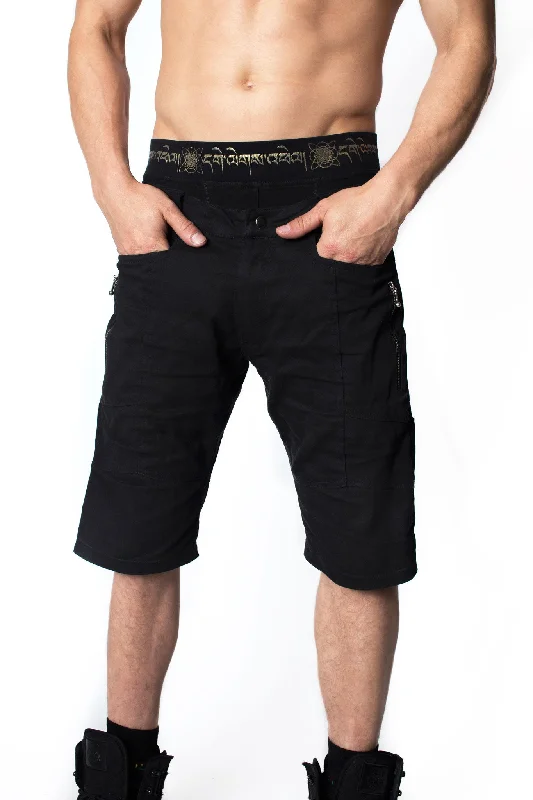 Men's golden fall pants-Benders All Black Street Shorts