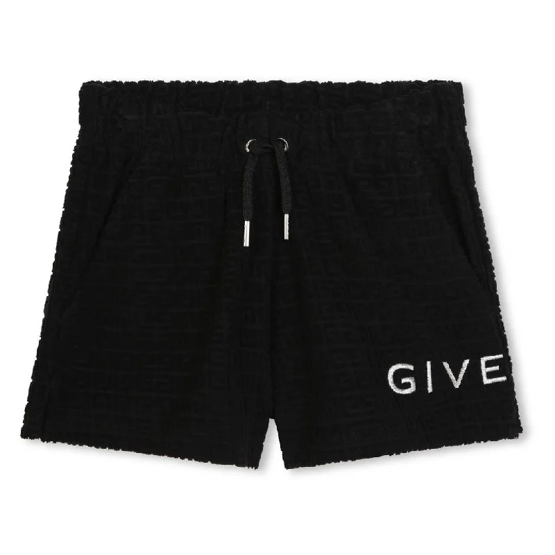 Men's muted matte pants-Black 4G Logo Print Terry Shorts