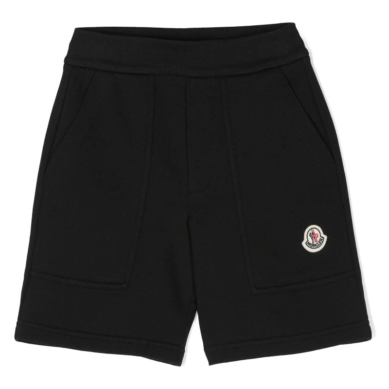 Men's sheeny sateen pants-Black Logo Sweat Shorts