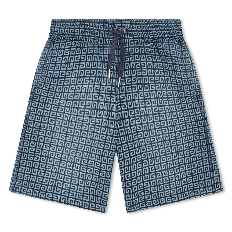 Men's gritty denim pants-Blue 4G Print Shorts