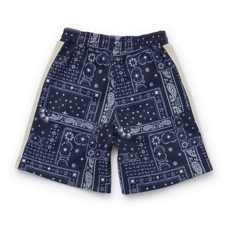 Men's trekker explorer pants-Blue Viscose Bandana Shorts