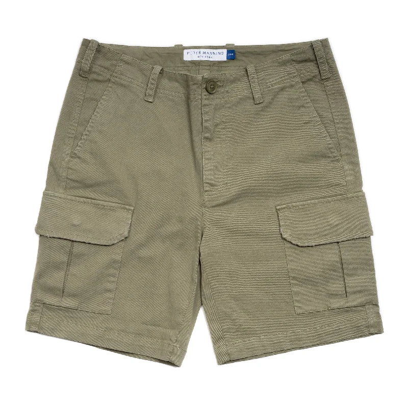 Men's glossy silk pants-Cargo Shorts - Olive