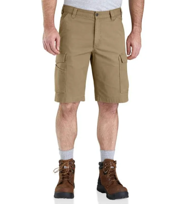 Men's rugged polyester pants-Carhartt Men's Rugged Flex® Relaxed Fit Canvas Cargo Work Short_Dark Khaki