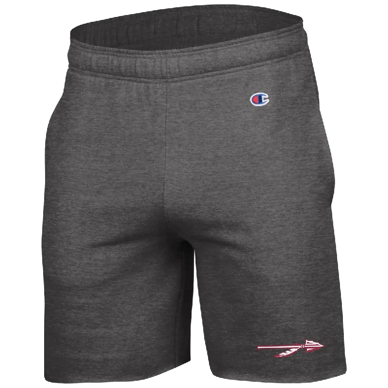 Men's sweat-free moisture-wicking pants-Champion Men's Spear Logo 7" Fleece Short - Granite