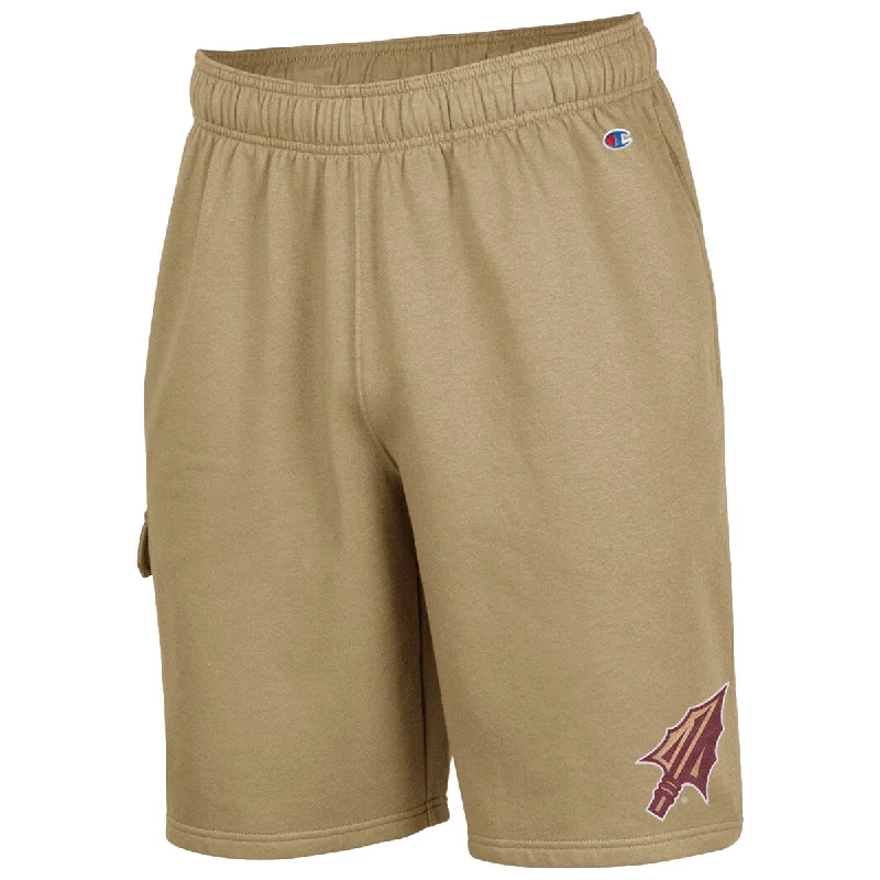 Men's gritty urban pants-Champion Men's Arrowhead Logo Fleece Cargo Short - Khaki