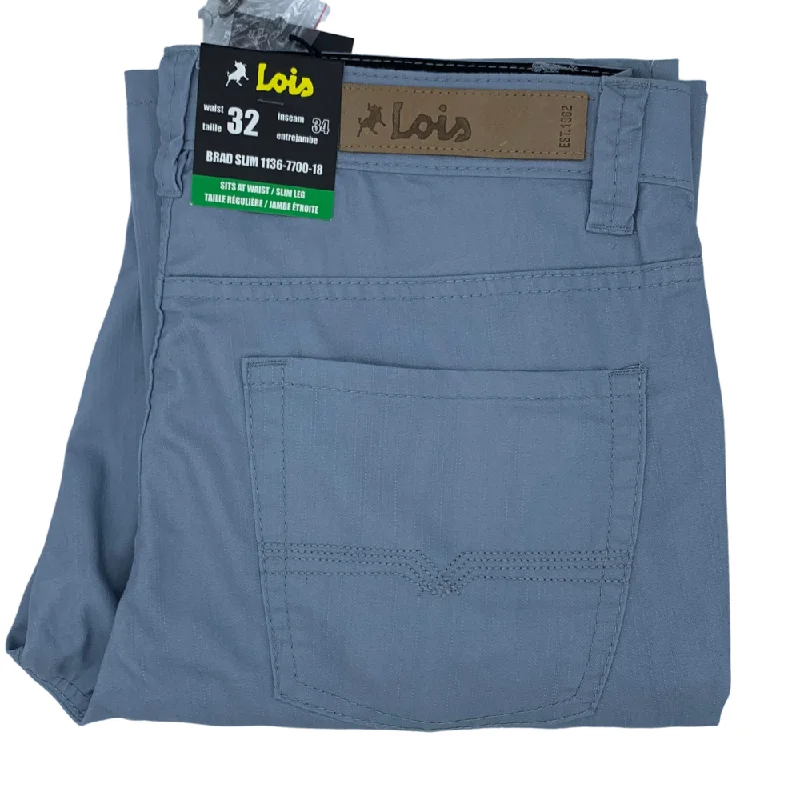 Men's floppy loose fit pants-Lois Brad Slim Casual Pant Ice Blue - 1136-7700-18 Ice Blue