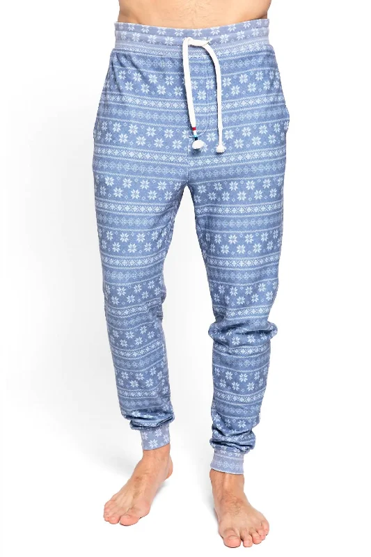 Men's sweat-free moisture-wicking pants-Fair Isle Jogger In Indigo